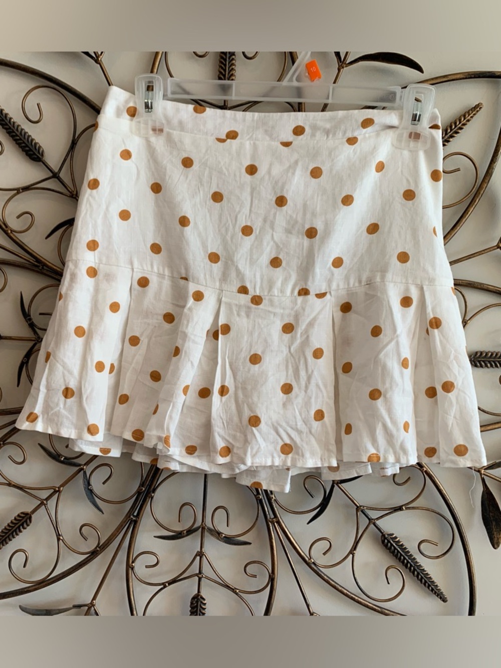 URBAN Romantics White Skort with Gold Polka Dots